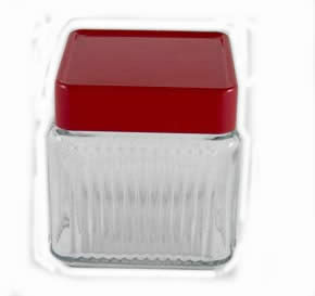 jar square ribbed stackable